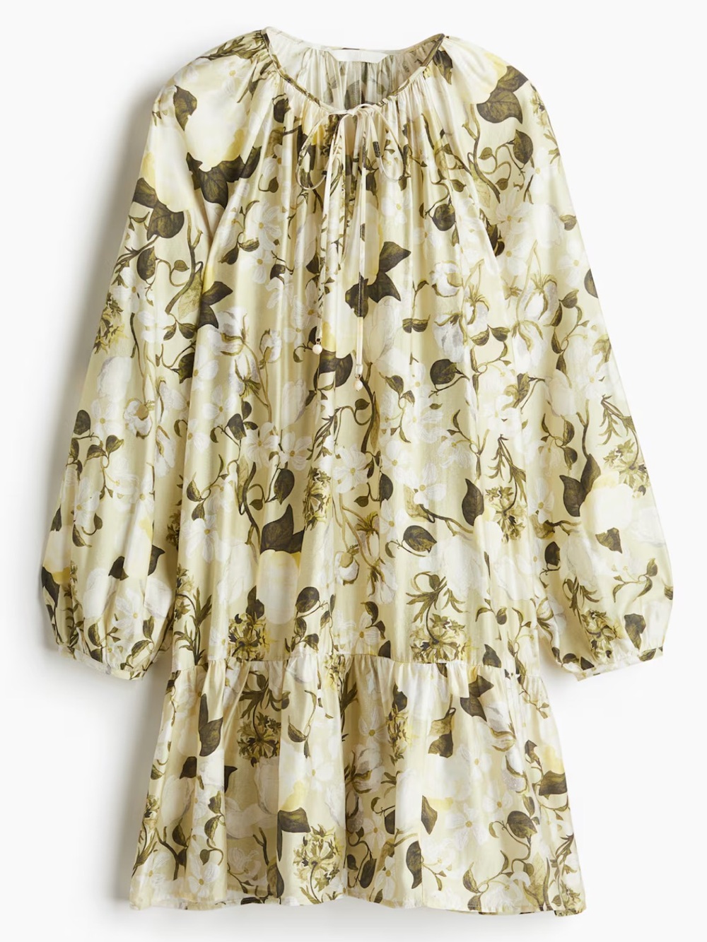 H&M puff sleeve tiered midi dress  floral print size M